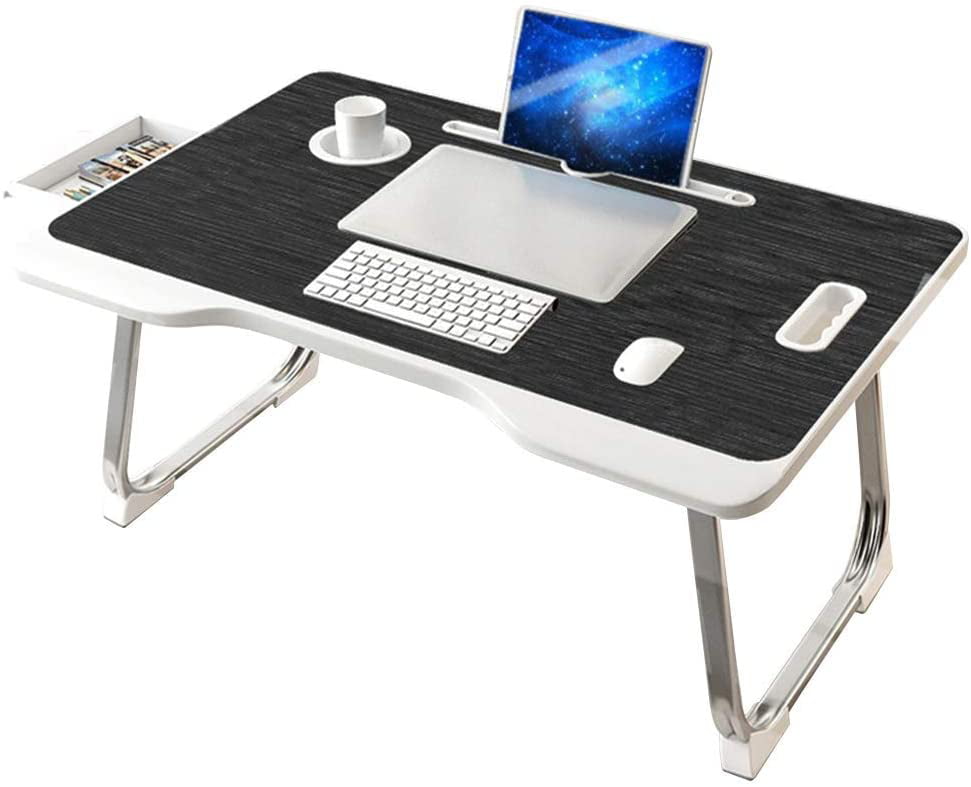 Watching Movie on Bed Foldable Legs & Cup Slot for Eating Breakfast Portable Laptop Table with Handle Laptop Desk Laptop Bed Tray Table Reading Book Foldable Lap Desk Stand Sofa and Floor 