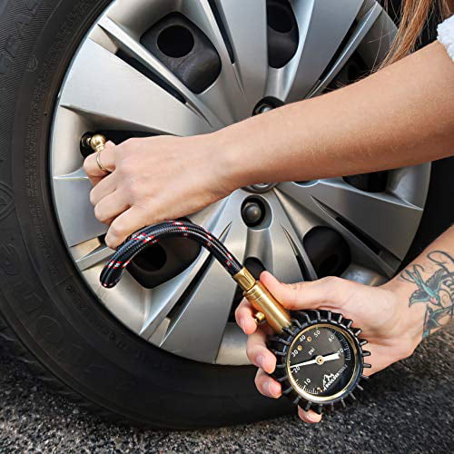 Bikes & Bicycles for Car Battery Free Hand Held Tire Cobra Chuck Gauge Portable & Easy to Use Automobiles 75 PSI Heavy Duty & Accurate Boulder Tools Tire Pressure Gauge 