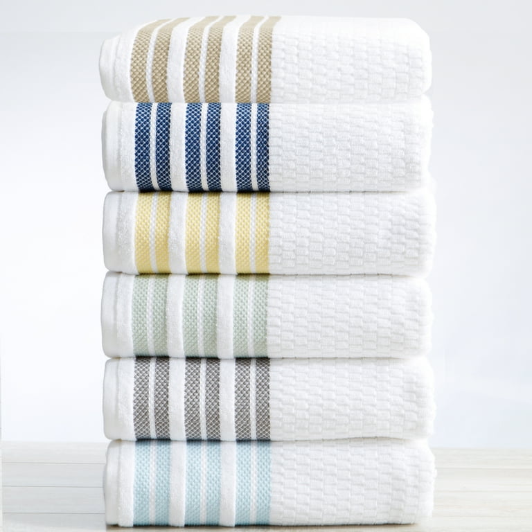 6-Piece Cotton Stripe Bath Towel Set - Noelle Collection