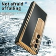 thumbnail image 4 of Nalacover for Samsung Galaxy Z Fold 6 Aluminum Metal Folding Case, S Pen Holder Hinge Protection Screen Film Cover with Hidden Bracket Plating Case for Samsung Galaxy Z Fold 6,Black + Dark Gold, 4 of 7