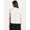 thumbnail image 3 of Time and Tru Women's Pintuck Blouse with Short Sleeves, Sizes XS-XXXL, 3 of 5