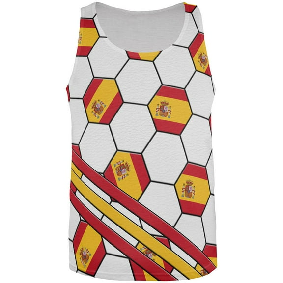 World Cup Spain Soccer Ball All Over Mens Tank Top Multi 2XL