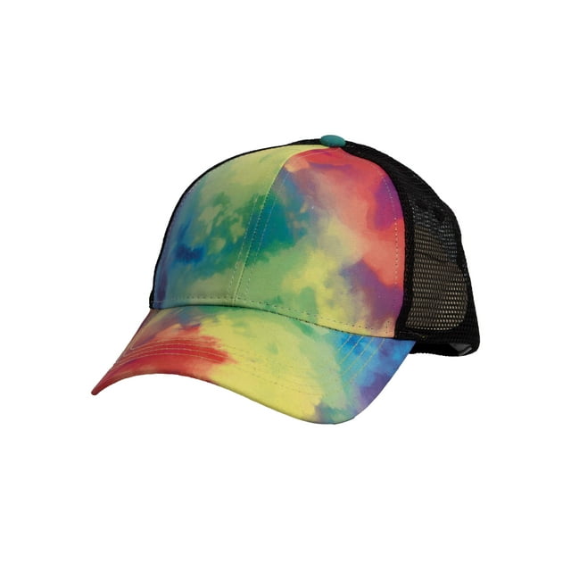 Top Headwear Men's Sublimated Mesh Trucker Hat Baseball Cap, Rainbow