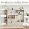thumbnail image 6 of 66'' Entryway Hall Tree and Storage Cabinet, Multifunctional Left-right Combination Hall Cabinet with Shelf and 4 Hooks, Storage Cabinet/ Hall Tree 2 in 1 for Mudroom, Hallway, Living Room, Beige, 6 of 9