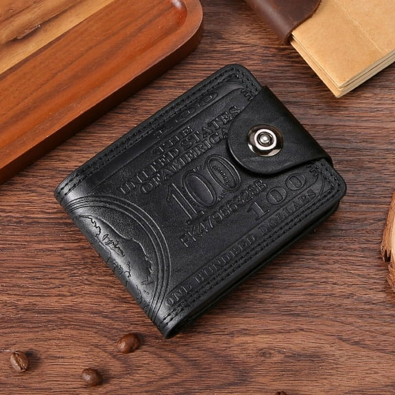 Black Card Holder Purse 100 US Dollar Pattern Wallets For Men