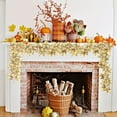 thumbnail image 4 of Hvmvliv Fall Garland 2Pcs Artificial Leaf Rattan Set of 2 Hanging Maple Leaf Indoor Home Thanksgiving Halloween Party Fireplace Decoration Orange, 4 of 6