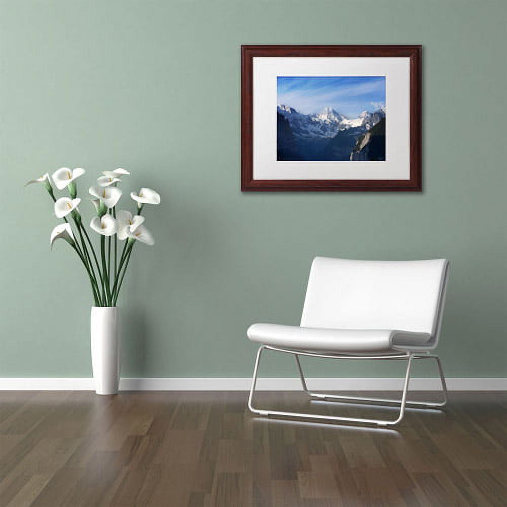 Trademark Fine Art "The Morning Comes Over the Swiss Alps" Canvas Art by Philippe Sainte-Laudy, White Matte, Wood Frame