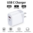 thumbnail image 2 of USB C Block Charger,2PCS ABCPOW 20W PD Type C Charger Block QC3.0 Dual USB Wall Charger Adapter Plug USB C Brick Power Delivery Fast Charge Quick Charging Charger Block,White, 2 of 6