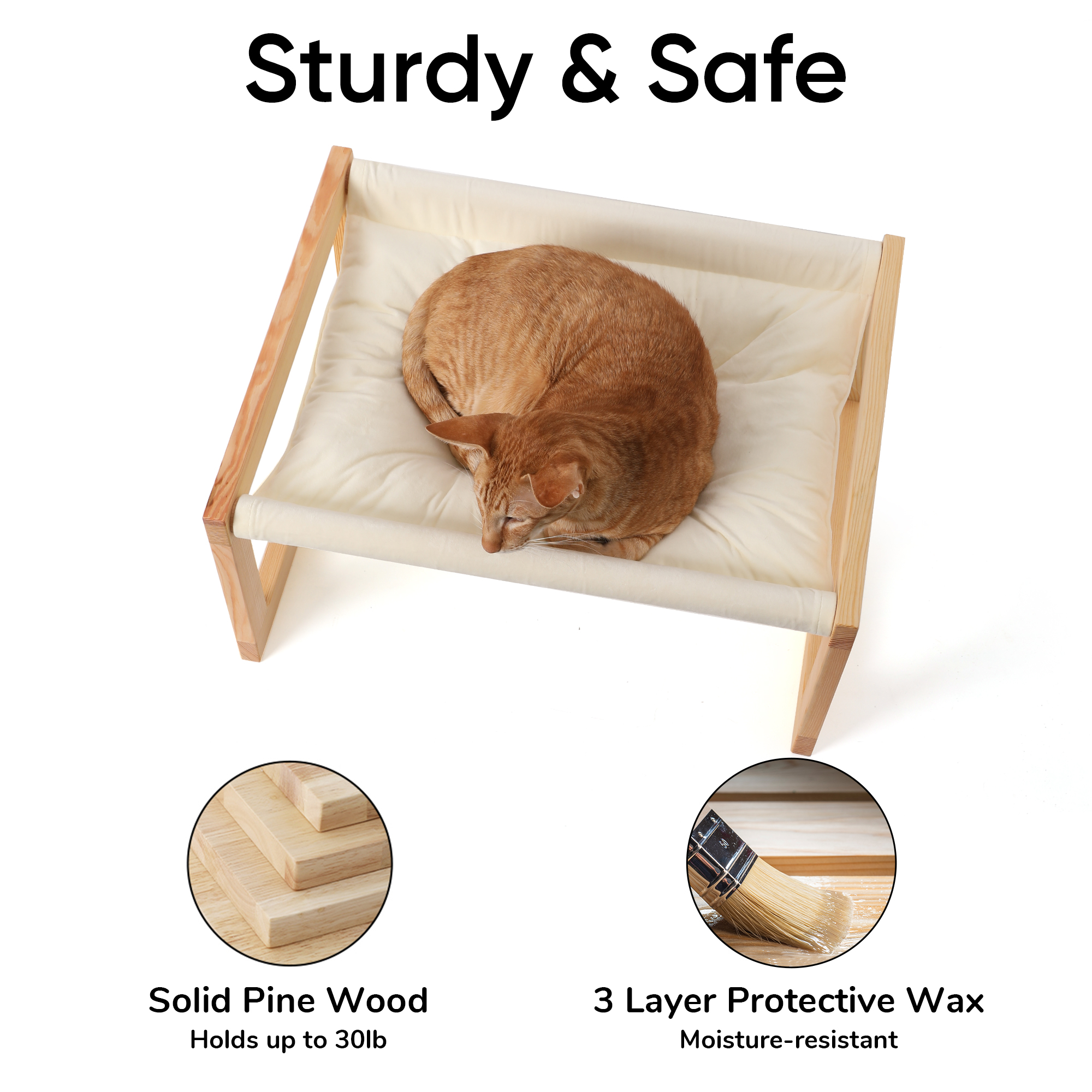 FUKUMARU Cat Bed, Elevated Puppy Bed with Removable Cozy Cover, White