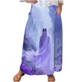 thumbnail image 2 of WFJCJPAF 2024 New Halloween Clearance! Women Skirts Plus Size Long,Women's Printed Elastic Waistband Pleated Pocket Skirt With Mid Calf Skirt - Purple XL, 2 of 5