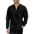 thumbnail image 4 of IYTR Mens Corduroy Pullover Quarter Zip Long Sleeve Tops Casual Patchwork Athletic Loose Sweatshirts (Black,L), 4 of 7