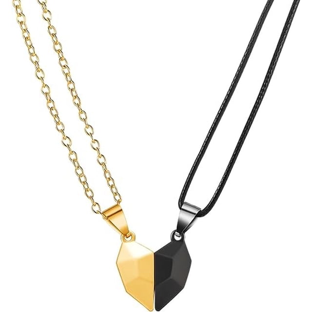 2 uds amor corazón atracción mutua colgante collar para parejas hombres Mowen novia amantes rompecabezas a juego corazón de melocotón