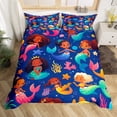 thumbnail image 2 of Mermaid Princess Twin Bedding Sets ,Black Duvet Cover Afro Comforter Cover,American African Magical Ocean Bed Set ,Shell Starfish Coral Cute Room Decor, 2 of 6