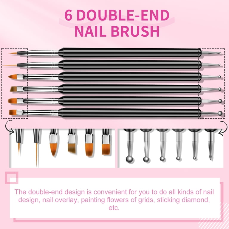 Saviland Double-End Nail Art Brush Set, 6-Piece, Black photo 6