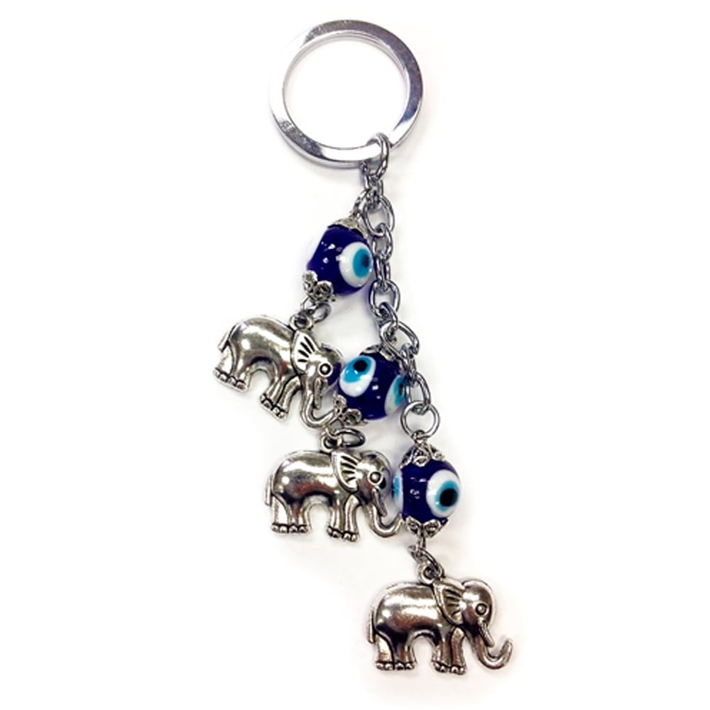 White & Black Evil Eye Car Hanging Ornament & Charm Gem Stone LUCKBOOSTIUM Happy Elephant Pendant with Blue Home & Personal Lucky Charms Malachite Rear View Mirror Accessories