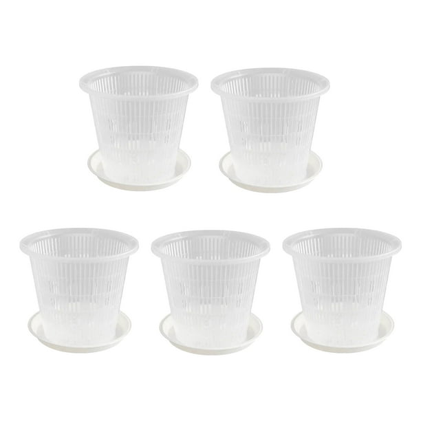 Bewildely Macetas para plántulas de 5 piezas, maceta para orquídeas transparente de 6 uds con bandeja y orificio de drenaje para plantas, Jardín y Patio 19cm 5 piezas