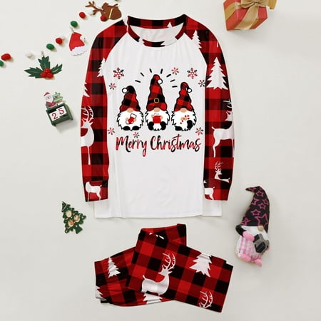 

Christmas Gifts Matching Family Christmas Pajama Set Holiday Sleepwear Pjs Lounge Sets Long Sleeve Pullover And Printed Pants Polyester Spandex Red L