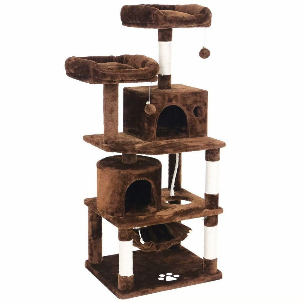 57.1" Brown MultiLevel Cat Tree Condo Furniture Kitten Activity Tower