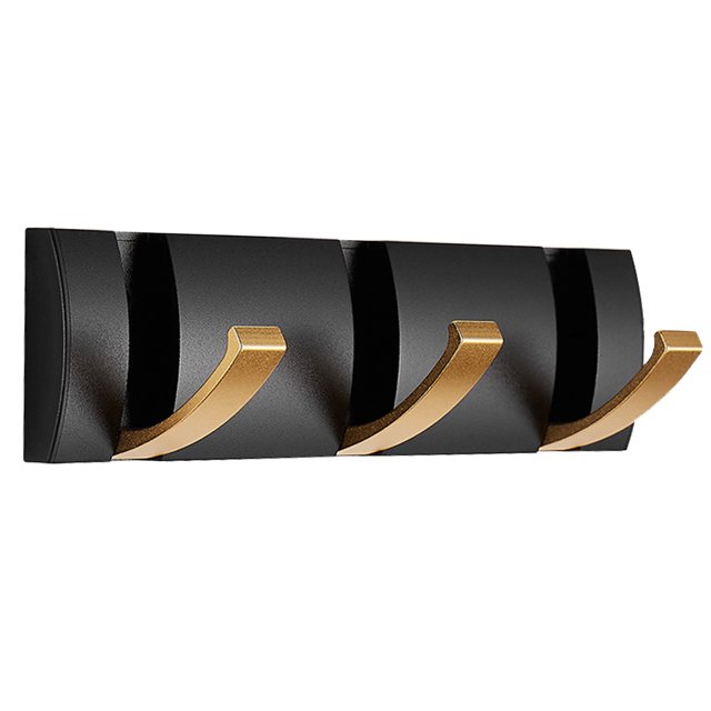 Dinheiro Perchero montado en la Pared con Ganchos para Abrigos de Pared Modernos y Resistentes en Oro Negro, colgador de Toallas Plegable para Ahorrar Espacio