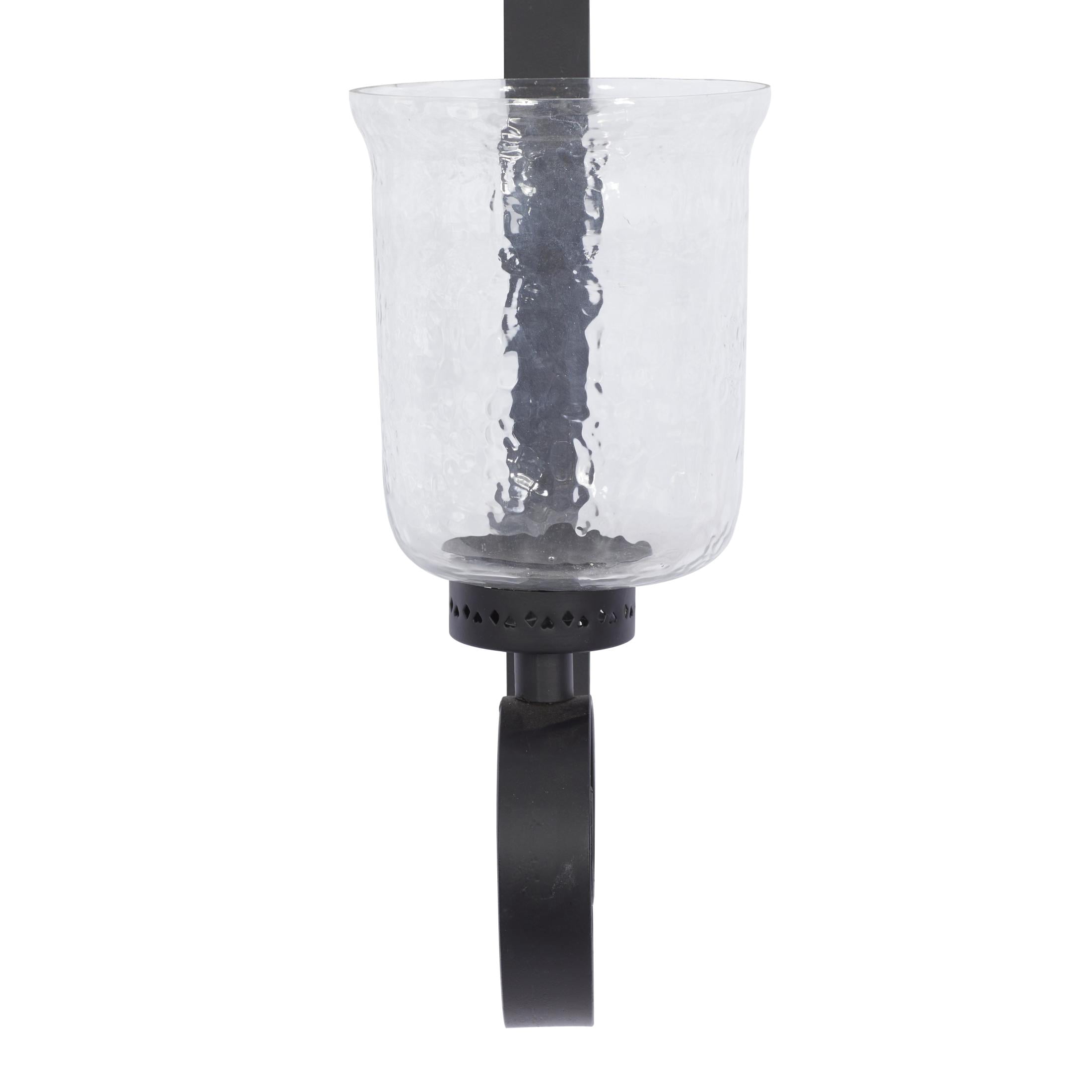 DecMode Black Metal Scroll Handmade Pillar Wall Sconce