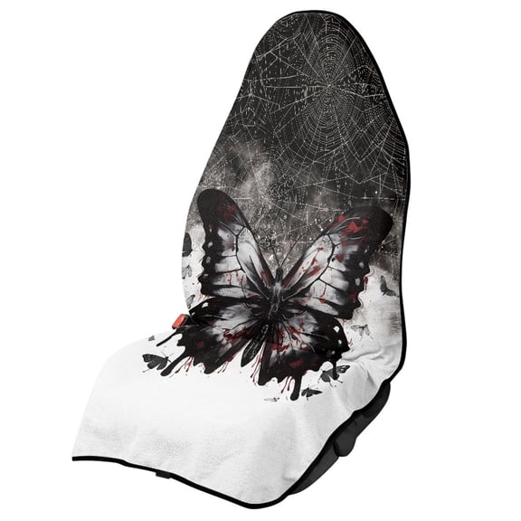 Chririnla Gothic Butterfly Print Car Seat Cover Towel Sweat-Absorbent, Suitable for Van Front Seat Bucket Seat, Premium Universal Fit Waterproof Stain Resistant Car Seat Cover for Vans Cars
