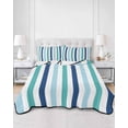 Blue Green Navy Stripes Quilts Bedding Set Full Size Minimalist Photo Inspiration