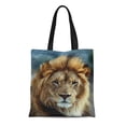 thumbnail image 1 of JSDART Canvas Tote Bag Wild Lion Cat Reusable Handbag Shoulder Grocery Shopping Bags, 1 of 1