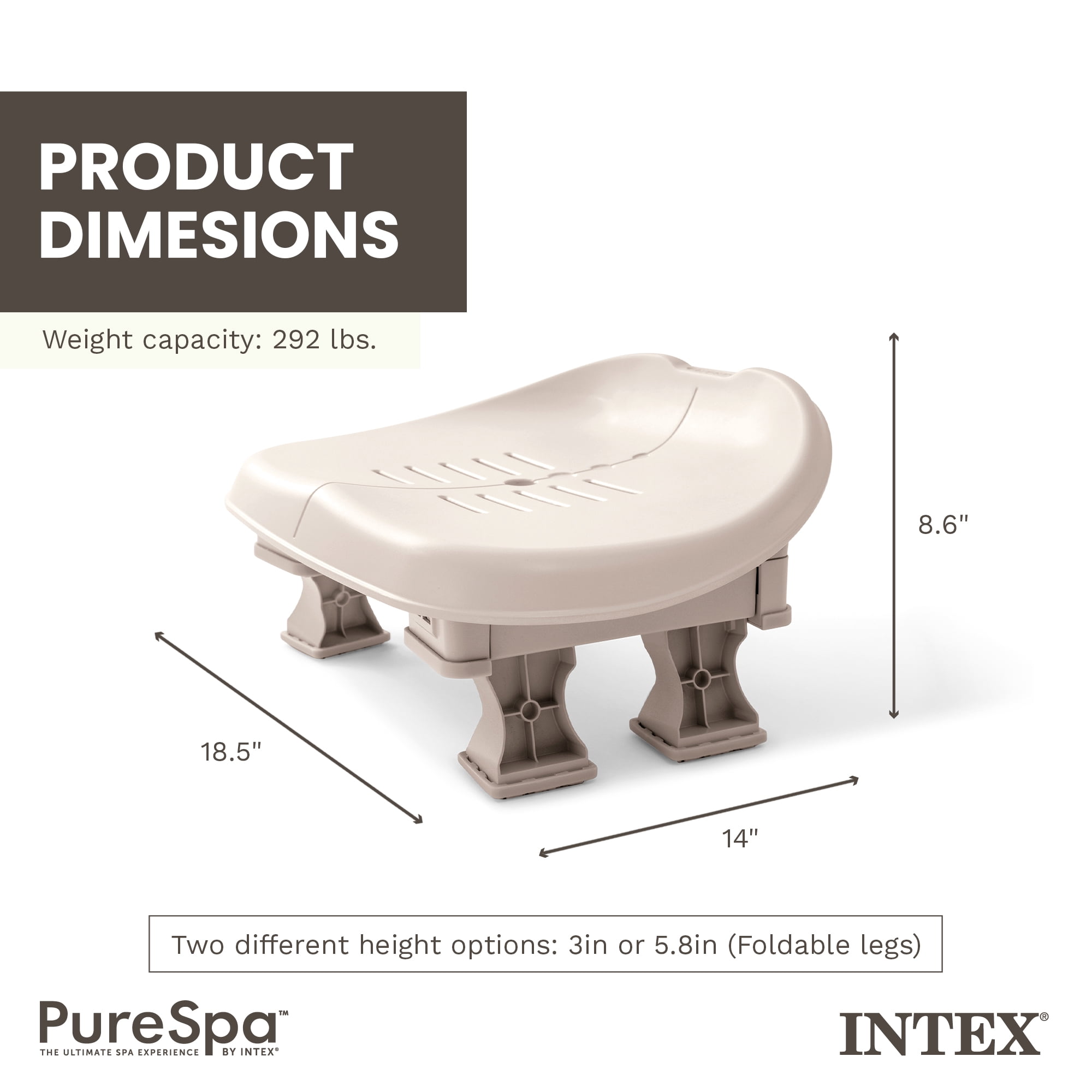 Intex PureSpa Slip Resisting Inflatable Removable Hot Tub Seat Accessory