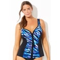 thumbnail image 3 of Swimsuits for All Women's Chlorine Resistant Sweetheart Zip Front Tankini Top, 3 of 6