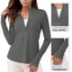 thumbnail image 5 of Craaazy Women Athletic Half Zip Top, Solid Color Long Sleeve Sun Protection Shirt, Slim Fit Stand Collar Top for Workout Gifts, 5 of 9
