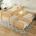 thumbnail image 2 of Luckynote Twin XL over Twin XL Bunk Bed, Detachable Solid Wood Frame, with Full-Length Guardrail and Ladder, Space Saving Design, Natural, 2 of 10