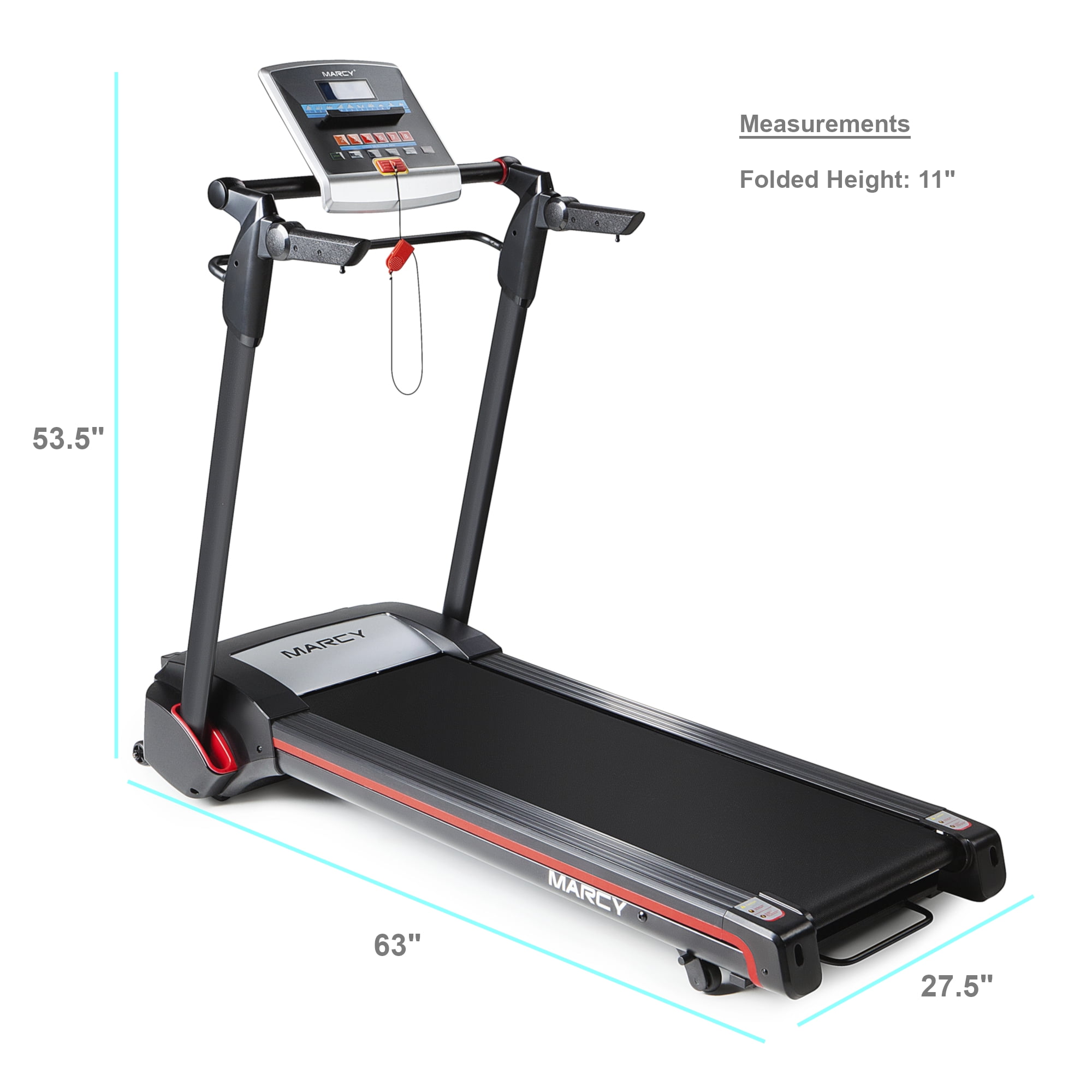 Marcy Folding Electric Treadmill With LCD Display and Adjustable Handles JX 651BW