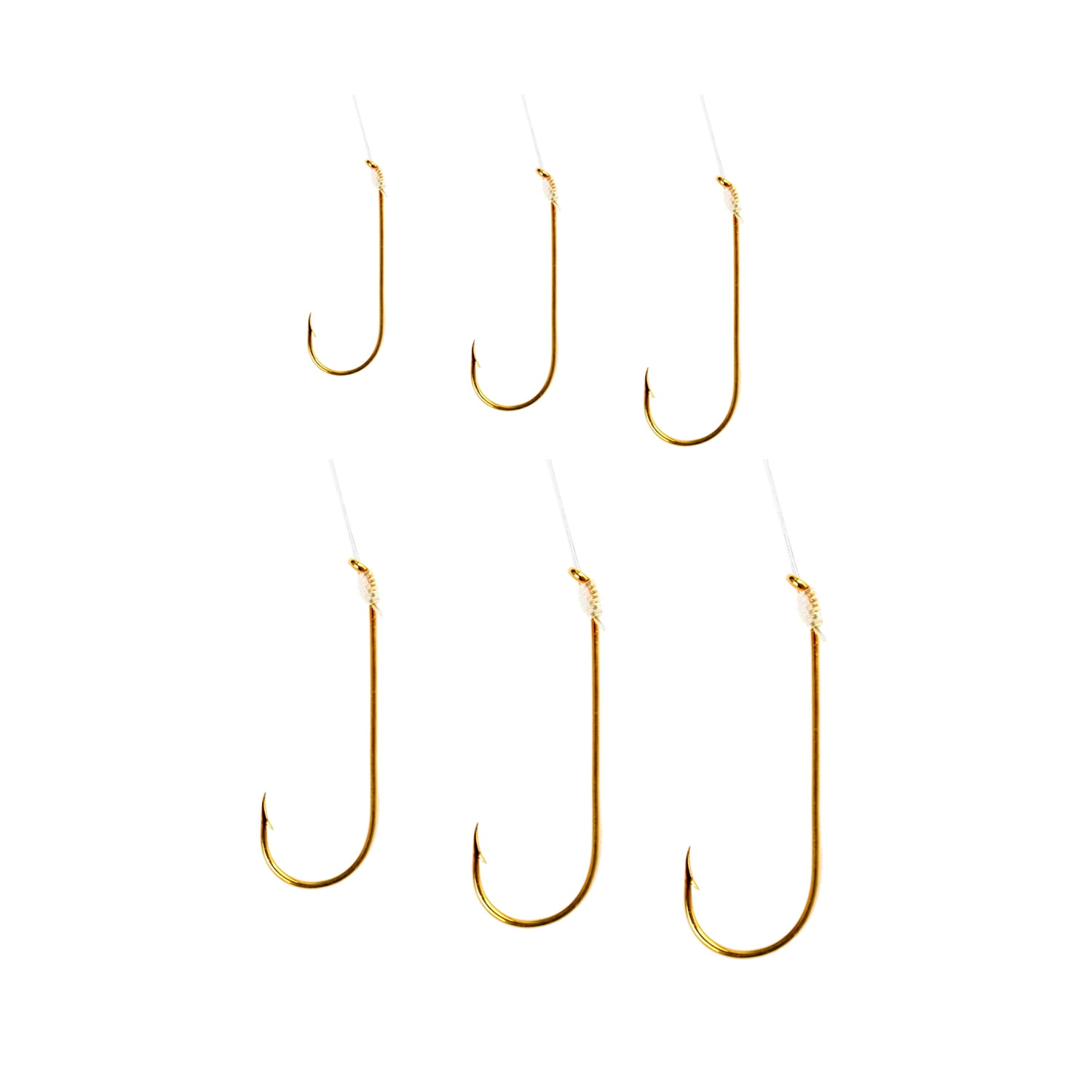(2 pack) Eagle Claw 121-1 Aberdeen Snell Fish Hook, Gold, Size 1