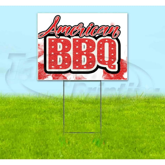 American Bbq (18" x 24") Yard Sign, Includes Metal Step Stake