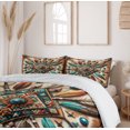 thumbnail image 5 of Ambesonne Rustic Duvet Cover Set, Southwestern Square Feathers, Queen, Turquoise Cocoa and Redbrown, 5 of 6