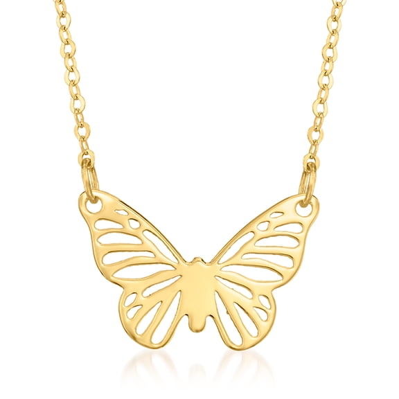 Ross-Simons Italian 10kt Yellow Gold Butterfly Necklace, Women's, Adult