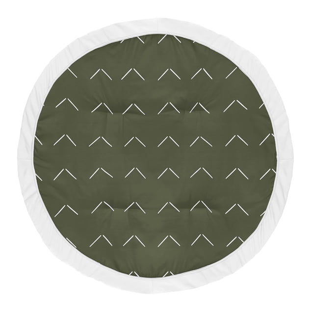 Sweet Jojo Designs Hunter Green Boho Arrow Boy or Girl Baby Playmat Tummy Time Infant Play Mat - White Bohemian Woodland Tribal Southwest Chevron Geometric Herringbone Woodland
