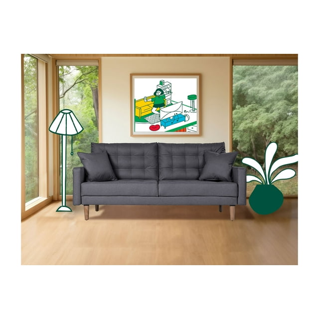 Sofá Cama Makora Encore Con Memory Foam, Color Gris Oxford, Lino Respaldo Reclinable De 3 posiciones.