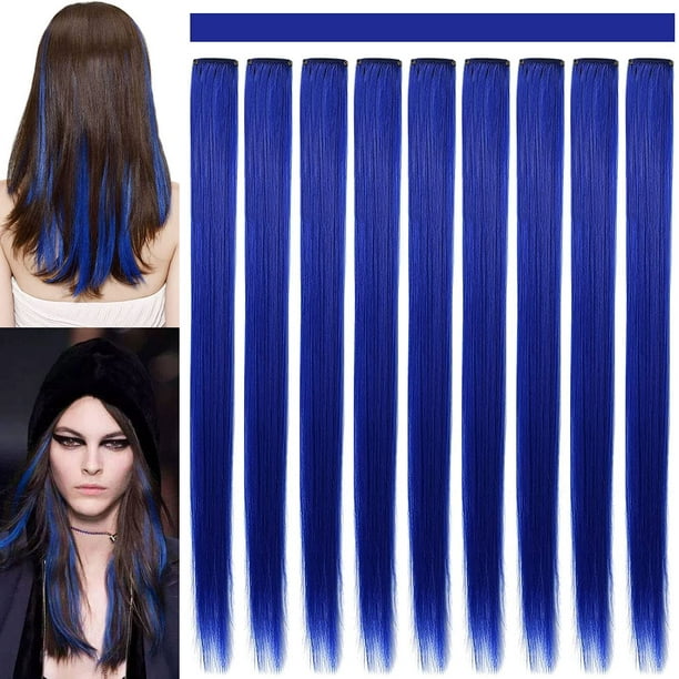 21'' Princess Party Highlight Teal Hair Pieces Colored Hair Extensions Clip in/On for America Girls and Kids Wig Pieces - Blue 21'' Princess Party Highlight Teal Hair Pieces Colored Hair Extensions Clip in/On for America Girls and Kids Wig Pieces - Blue