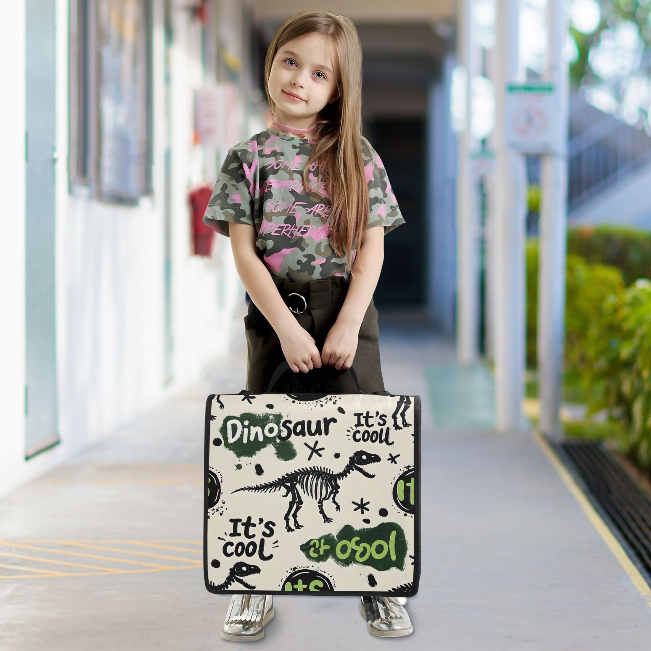 ALAZA Zipper Binder Dinosaur Graffiti 3 Ring Trapper Keeper File Folder Organizer Bag
