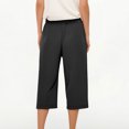 thumbnail image 4 of WQQZJJ Plus Size Women's Capri Pants, Solid Color Casual Straight Leg Pants, Drawstring Elastic Waist Comfortable Outdoor Workout 7/10 Pants, 4 of 7
