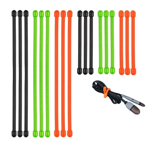 Reusable Rubber Twist Ties, 16-Pack, Flexible & Heavy-Duty, Assorted Colors & Sizes