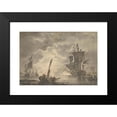 thumbnail image 2 of Johannes Christiaan Schotel 24x17 Black Modern Framed Museum Art Print Titled - Marine, the Cannon Shot, 2 of 5