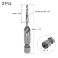 thumbnail image 2 of Uxcell M3 x 0.5 Uncoated High Speed Steel 4341 Combination Drill Tap Bit 2 Pack, 2 of 6