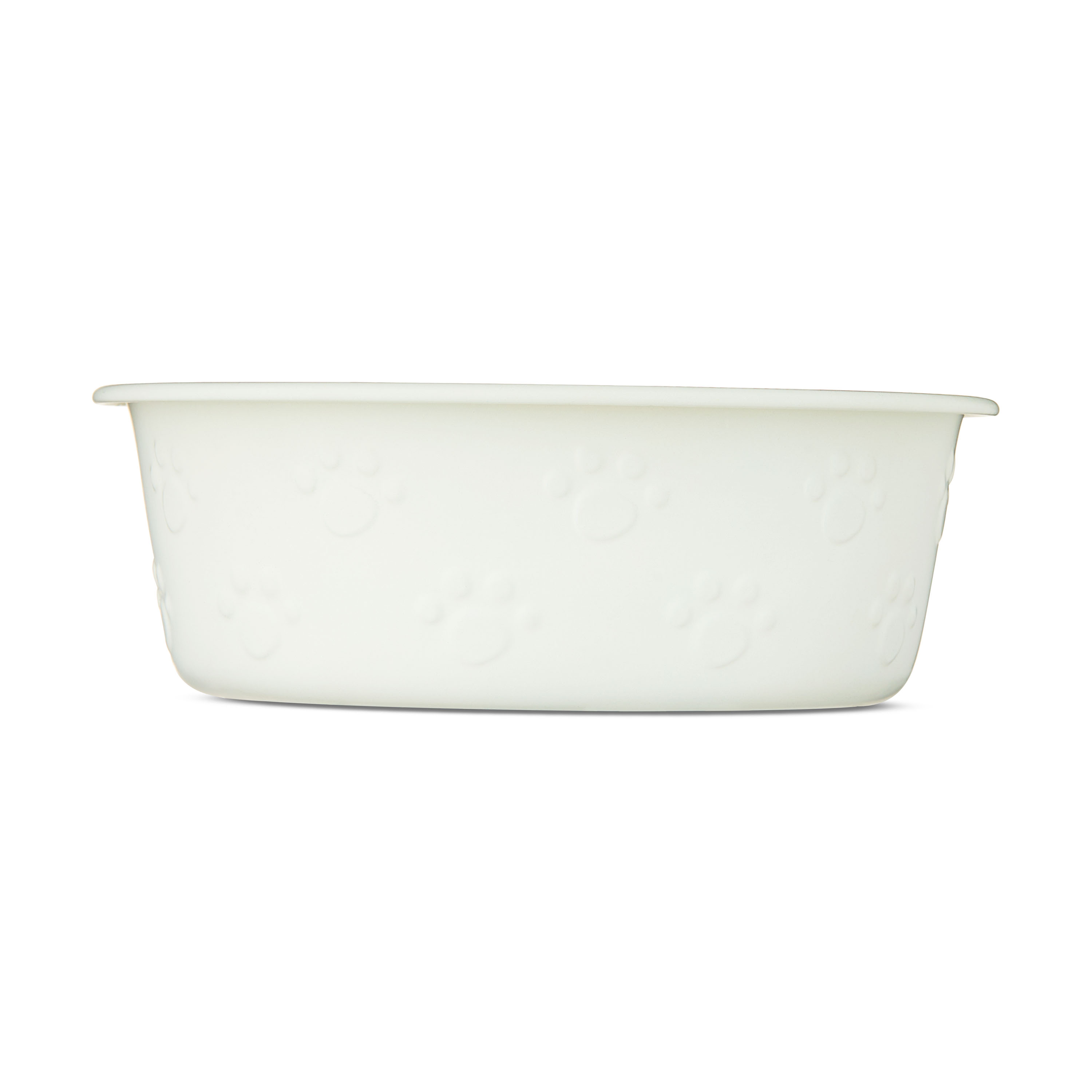 Vibrant Life Medium Stainless Steel Embossed Dog Bowl, White Paws
