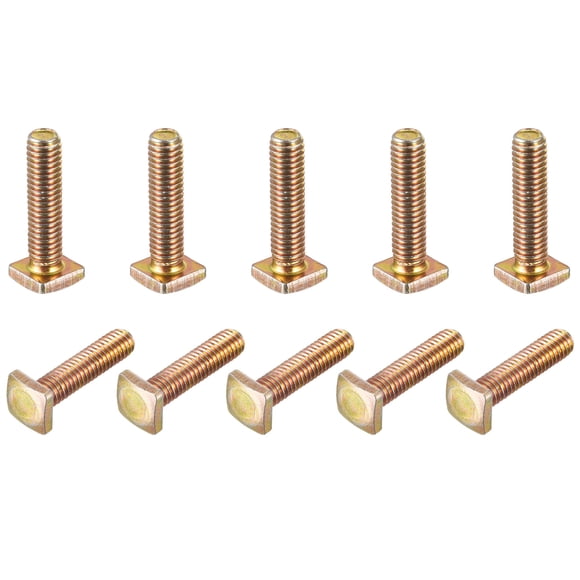 Unique Bargains Square Head Bolt, 10 Pack M6x25mm Carbon Steel Grade 4.8 Square Screws, Gold Tone
