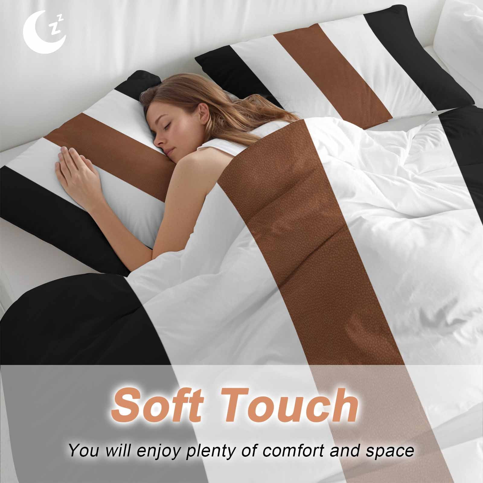 Brown Black White Boho Bedding 3 Piece Duvet Cover Set California King, Contemporary Modern Art Soft Microfiber Comforter Cover with Zipper Closure & Pillowcases, Wrinkle & FadeResistant Quilt Cover