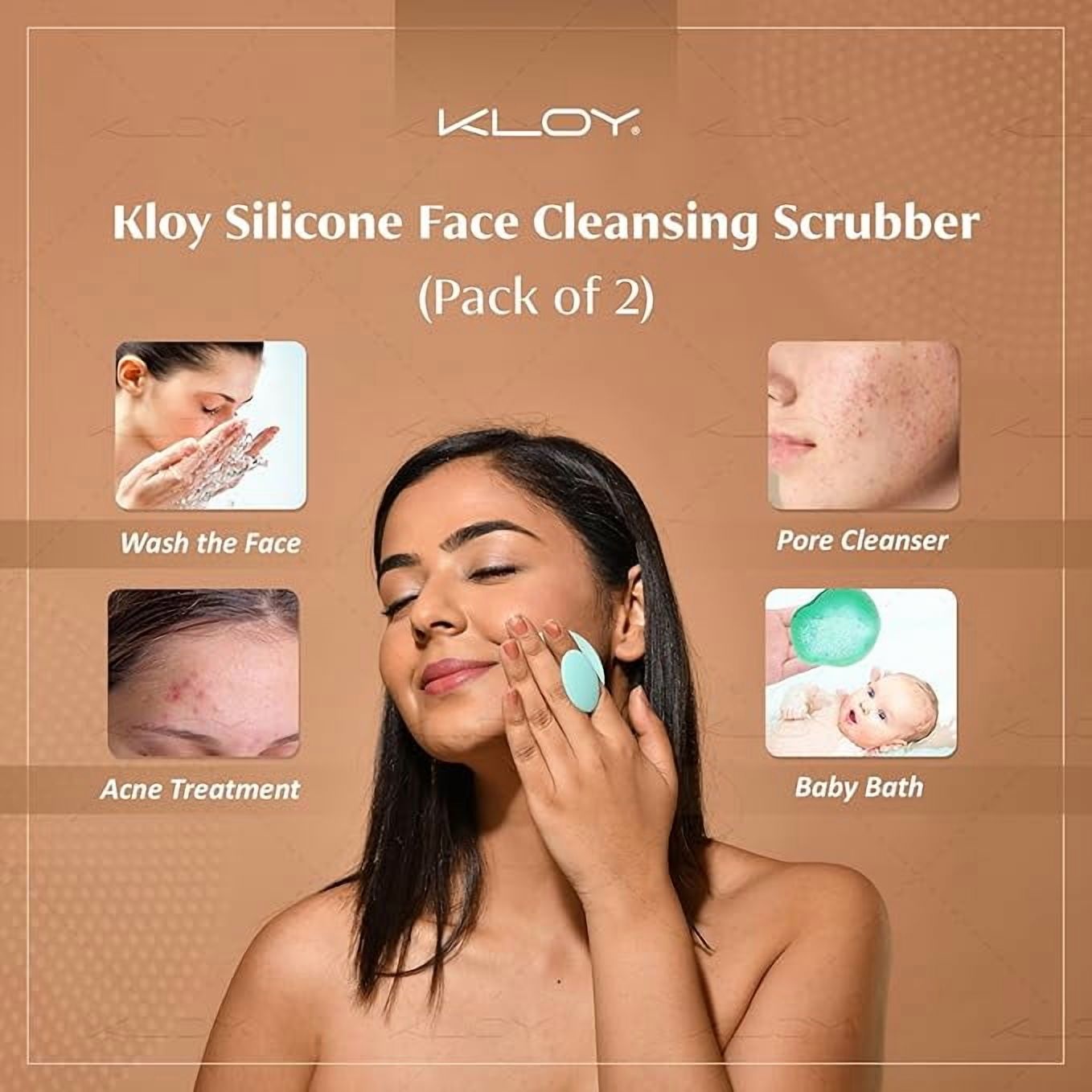 Kloy Silicone Face Cleansing Scrubber for Exfoliation, Massaging (Pack of 4)