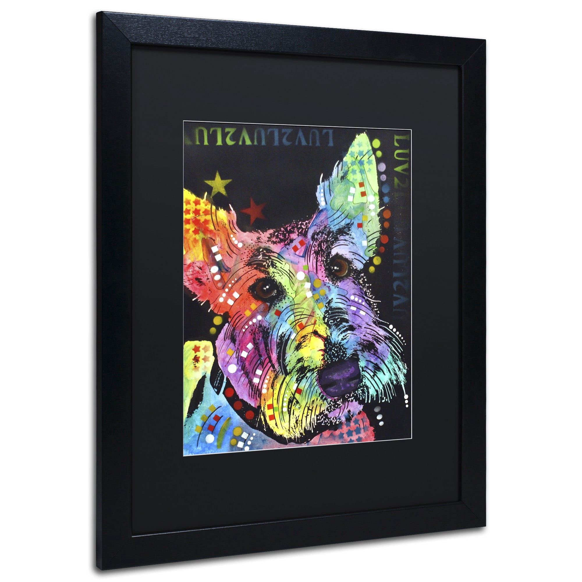 Trademark Fine Art "Scottish Terrier" Canvas Art by Dean Russo, Black Matte, Black Frame
