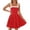 Red, variant on Women's Square Neck Tie Shoulder Mini Dress Fit and Flare Sleeveless Casual Graduation Party Dress